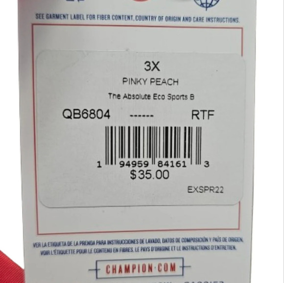 Champion Racerback Sports Bra Coral Color 3X NWT - Picture 5 of 8